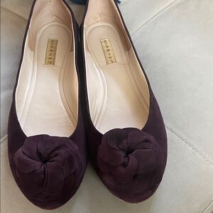 J. Crew Dark Purple Flats with Floral Accent